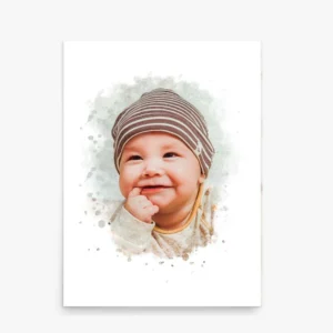 Custom Baby Portrait Watercolor Poster
