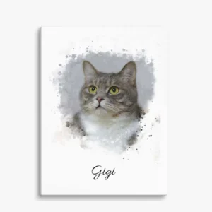 Custom Cat Portrait Watercolor Canvas