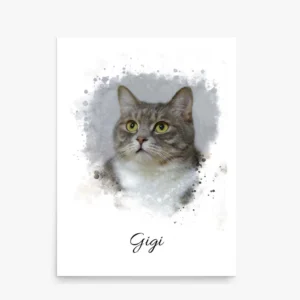 Custom Cat Portrait Watercolor Fine Art
