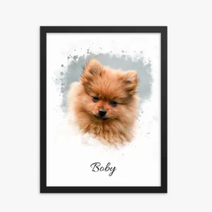 Custom Dog Portrait Watercolor Framed Poster