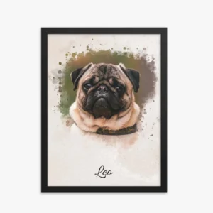 Custom Pet Memorial Portrait Watercolor Framed Poster