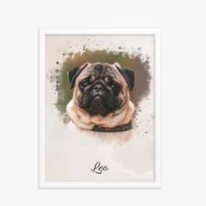 Custom Pet Memorial Portrait Watercolor Framed Fine Art