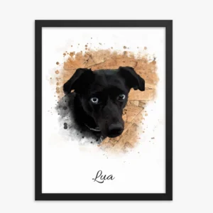 Custom Pet Portrait Watercolor Framed Poster