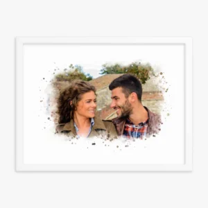 Custom Duo Portrait Watercolor Framed Fine Art