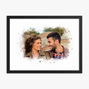 Custom Duo Portrait Watercolor Framed Poster