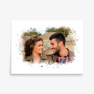 Custom Duo Portrait Watercolor Poster