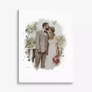 Custom Wedding Portrait Watercolor Canvas