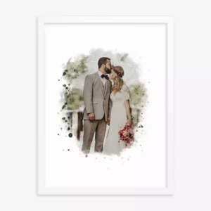 Custom Wedding Portrait Watercolor Framed Fine Art