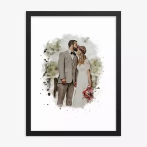 Custom Wedding Portrait Watercolor Framed Poster