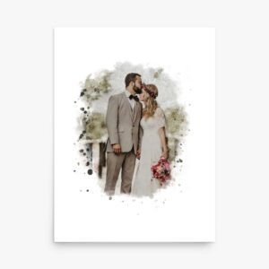 Custom Wedding Portrait Watercolor Poster